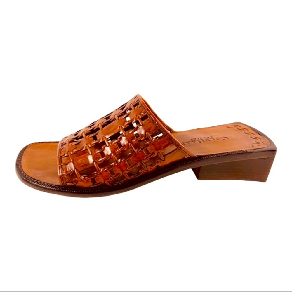Cole Haan Country Woven  Leather Square-Toe Slides